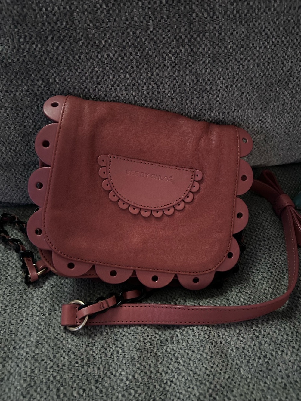 See By Chloé Terracotta Scalloped Leather Crossbody Bag